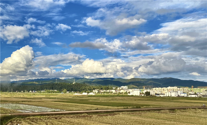 斑斕、七彩橋、草原、余輝(圖1)